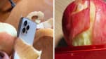 Khi muốn ăn táo mà không có dao, bạn có thể gọt vỏ bằng... iPhone 12